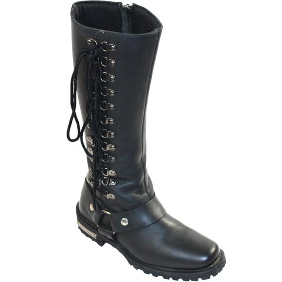 Milwaukee Leather Classic Harness Side Lacing Detail 14” Tall Boot Size 6.5 - Picture 5 of 11